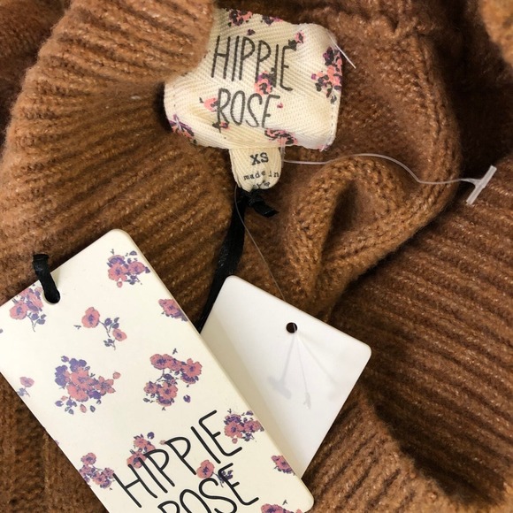 Hippie Rose Sweater XS Rust Cable Twist Open Back Academia Tennis Prep Heritage - Picture 11 of 13